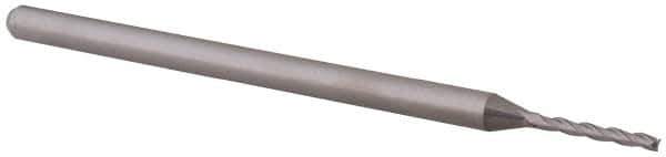 Accupro - 0.05", 0.4" LOC, 1/8" Shank Diam, 2-1/2" OAL, 3 Flute, Solid Carbide Square End Mill - Single End, Uncoated, Spiral Flute, 30° Helix, Centercutting, Right Hand Cut, Right Hand Flute, Series Miniature - USA Tool & Supply