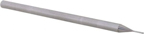 Accupro - 0.02", 3 Flute, Single End, Solid Carbide, 0.005" Corner Radius End Mill - 2-1/2" OAL, 30° Helix, Right Hand Flute, 0.03" LOC, Right Hand Cut, 0.16" Extended Reach - USA Tool & Supply