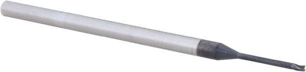 Accupro - 3/64", 0.07" LOC, 1/8" Shank Diam, 2-1/2" OAL, 3 Flute, Solid Carbide Square End Mill - Single End, AlTiN Finish, Spiral Flute, 30° Helix, Centercutting, Right Hand Cut, Right Hand Flute, Series Miniature - USA Tool & Supply