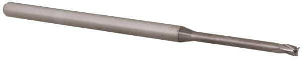 Accupro - 5/64", 0.117" LOC, 1/8" Shank Diam, 2-1/2" OAL, 3 Flute, Solid Carbide Square End Mill - Single End, Uncoated, Spiral Flute, 30° Helix, Centercutting, Right Hand Cut, Right Hand Flute, Series Miniature - USA Tool & Supply