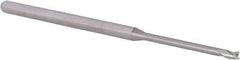 Accupro - 0.075", 0.112" LOC, 1/8" Shank Diam, 2-1/2" OAL, 3 Flute, Solid Carbide Square End Mill - Single End, Uncoated, Spiral Flute, 30° Helix, Centercutting, Right Hand Cut, Right Hand Flute, Series Miniature - USA Tool & Supply