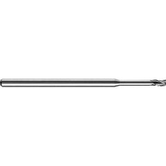 Accupro - 1/16", 0.093" LOC, 1/8" Shank Diam, 2-1/2" OAL, 3 Flute, Solid Carbide Square End Mill - Single End, Uncoated, Spiral Flute, 30° Helix, Centercutting, Right Hand Cut, Right Hand Flute, Series Miniature - USA Tool & Supply