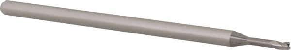 Accupro - 1/16", 0.093" LOC, 1/8" Shank Diam, 2-1/2" OAL, 3 Flute, Solid Carbide Square End Mill - Single End, Uncoated, Spiral Flute, 30° Helix, Centercutting, Right Hand Cut, Right Hand Flute, Series Miniature - USA Tool & Supply