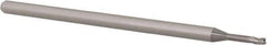 Accupro - 1/16", 0.093" LOC, 1/8" Shank Diam, 2-1/2" OAL, 3 Flute, Solid Carbide Square End Mill - Single End, Uncoated, Spiral Flute, 30° Helix, Centercutting, Right Hand Cut, Right Hand Flute, Series Miniature - USA Tool & Supply
