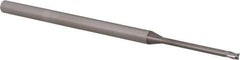 Accupro - 0.06", 0.09" LOC, 1/8" Shank Diam, 2-1/2" OAL, 3 Flute, Solid Carbide Square End Mill - Single End, Uncoated, Spiral Flute, 30° Helix, Centercutting, Right Hand Cut, Right Hand Flute, Series Miniature - USA Tool & Supply