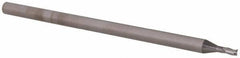 Accupro - 0.06", 0.09" LOC, 1/8" Shank Diam, 2-1/2" OAL, 3 Flute, Solid Carbide Square End Mill - Single End, Uncoated, Spiral Flute, 30° Helix, Centercutting, Right Hand Cut, Right Hand Flute, Series Miniature - USA Tool & Supply