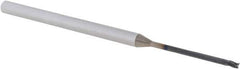 Accupro - 0.055", 0.082" LOC, 1/8" Shank Diam, 2-1/2" OAL, 3 Flute, Solid Carbide Square End Mill - Single End, AlTiN Finish, Spiral Flute, 30° Helix, Centercutting, Right Hand Cut, Right Hand Flute, Series Miniature - USA Tool & Supply