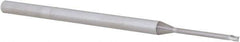 Accupro - 0.05", 0.075" LOC, 1/8" Shank Diam, 2-1/2" OAL, 3 Flute, Solid Carbide Square End Mill - Single End, Uncoated, Spiral Flute, 30° Helix, Centercutting, Right Hand Cut, Right Hand Flute, Series Miniature - USA Tool & Supply