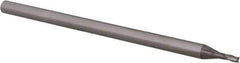 Accupro - 0.055", 0.082" LOC, 1/8" Shank Diam, 2-1/2" OAL, 3 Flute, Solid Carbide Square End Mill - Single End, Uncoated, Spiral Flute, 30° Helix, Centercutting, Right Hand Cut, Right Hand Flute, Series Miniature - USA Tool & Supply
