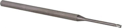 Accupro - 0.055", 0.082" LOC, 1/8" Shank Diam, 2-1/2" OAL, 3 Flute, Solid Carbide Square End Mill - Single End, Uncoated, Spiral Flute, 30° Helix, Centercutting, Right Hand Cut, Right Hand Flute, Series Miniature - USA Tool & Supply