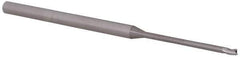 Accupro - 0.06", 0.09" LOC, 1/8" Shank Diam, 2-1/2" OAL, 3 Flute, Solid Carbide Square End Mill - Single End, Uncoated, Spiral Flute, 30° Helix, Centercutting, Right Hand Cut, Right Hand Flute, Series Miniature - USA Tool & Supply