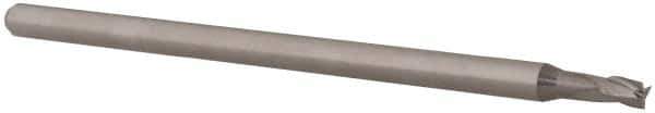 Accupro - 3/32", 0.139" LOC, 1/8" Shank Diam, 2-1/2" OAL, 3 Flute, Solid Carbide Square End Mill - Single End, Uncoated, Spiral Flute, 30° Helix, Centercutting, Right Hand Cut, Right Hand Flute, Series Miniature - USA Tool & Supply