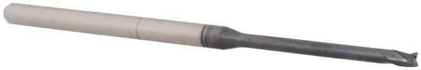 Accupro - 0.08", 0.12" LOC, 1/8" Shank Diam, 2-1/2" OAL, 3 Flute, Solid Carbide Square End Mill - Single End, AlTiN Finish, Spiral Flute, 30° Helix, Centercutting, Right Hand Cut, Right Hand Flute, Series Miniature - USA Tool & Supply