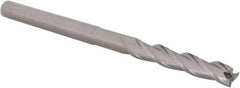 Accupro - 3/16", 1-1/8" LOC, 3/16" Shank Diam, 3" OAL, 3 Flute, Solid Carbide Square End Mill - Single End, Uncoated, Spiral Flute, 30° Helix, Centercutting, Right Hand Cut, Right Hand Flute, Series Miniature - USA Tool & Supply