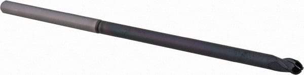 Accupro - 1/8", 0.187" LOC, 1/8" Shank Diam, 3" OAL, 3 Flute, Solid Carbide Square End Mill - Single End, AlTiN Finish, Spiral Flute, 30° Helix, Centercutting, Right Hand Cut, Right Hand Flute, Series Miniature - USA Tool & Supply