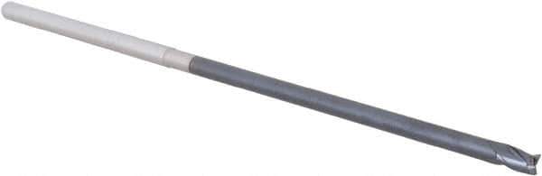Accupro - 1/8", 0.187" LOC, 1/8" Shank Diam, 4" OAL, 3 Flute, Solid Carbide Square End Mill - Single End, AlTiN Finish, Spiral Flute, 30° Helix, Centercutting, Right Hand Cut, Right Hand Flute, Series Miniature - USA Tool & Supply