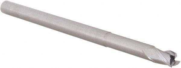 Accupro - 3/16", 0.281" LOC, 3/16" Shank Diam, 3" OAL, 3 Flute, Solid Carbide Square End Mill - Single End, Uncoated, Spiral Flute, 30° Helix, Centercutting, Right Hand Cut, Right Hand Flute, Series Miniature - USA Tool & Supply