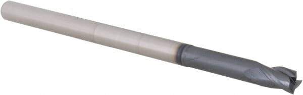 Accupro - 1/4", 3/8" LOC, 1/4" Shank Diam, 4" OAL, 3 Flute, Solid Carbide Square End Mill - Single End, AlTiN Finish, Spiral Flute, 30° Helix, Centercutting, Right Hand Cut, Right Hand Flute, Series Miniature - USA Tool & Supply