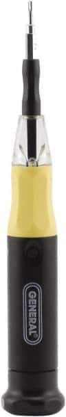 General - LED Lighted Bit Screwdriver - Slotted, Phillips, Torx, Interchangeable Tips - USA Tool & Supply