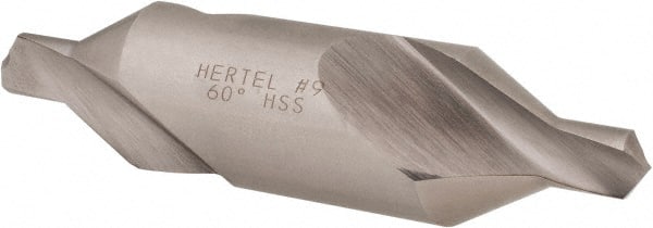 Hertel - #9 Plain Cut 60° Incl Angle High Speed Steel Combo Drill & Countersink - USA Tool & Supply