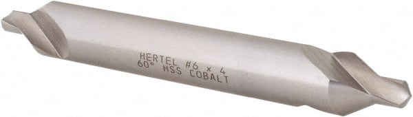 Hertel - #6 Plain Cut 60° Incl Angle Cobalt Combo Drill & Countersink - USA Tool & Supply