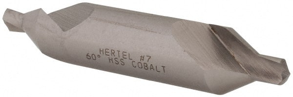 Hertel - #7 Plain Cut 60° Incl Angle Cobalt Combo Drill & Countersink - USA Tool & Supply