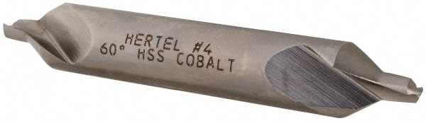 Hertel - #4 Plain Cut 60° Incl Angle Cobalt Combo Drill & Countersink - USA Tool & Supply