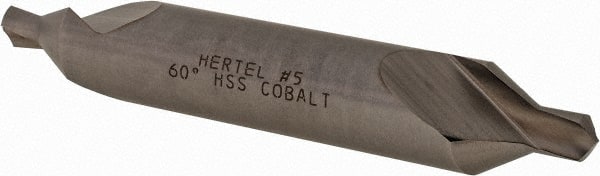 Hertel - #5 Plain Cut 60° Incl Angle Cobalt Combo Drill & Countersink - USA Tool & Supply