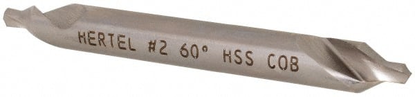 Hertel - #2 Plain Cut 60° Incl Angle Cobalt Combo Drill & Countersink - USA Tool & Supply