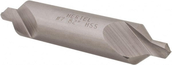 Hertel - #7 Plain Cut 82° Incl Angle High Speed Steel Combo Drill & Countersink - USA Tool & Supply