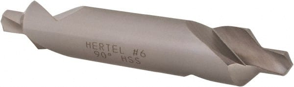 Hertel - #6 Plain Cut 90° Incl Angle High Speed Steel Combo Drill & Countersink - USA Tool & Supply
