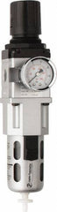 PRO-SOURCE - 3/8" NPT Port Intermediate 1 Piece Filter/Regulator FRL Unit - Polycarbonate Bowl, 77 SCFM, 145 Max psi, 8.66" High, Automatic Drain - USA Tool & Supply
