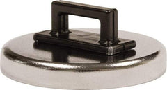 Mag-Mate - 14 Lb Max Pull Force, 3/16" Overall Height, 1.24" Diam, Ceramic Cup Magnet - Clamp Style, 3/8" Clamp Opening, Chrome Plated - USA Tool & Supply