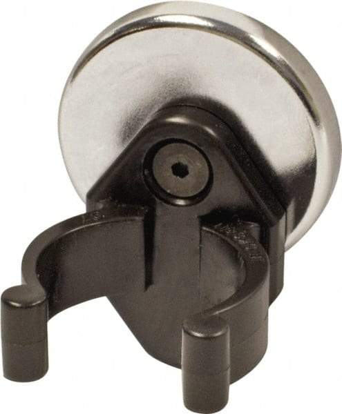 Mag-Mate - 14 Lb Max Pull Force, 3/16" Overall Height, 1.24" Diam, Ceramic Cup Magnet - Clamp Style, 1-1/8" Clamp Opening, Chrome Plated - USA Tool & Supply