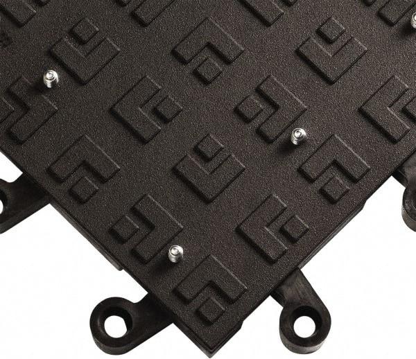 Wearwell - 18" Long x 18" Wide x 7/8" Thick, Anti-Fatigue Modular Matting Solid Grid - Male & Female, 4 Interlocking Sides, Black, For Dry Areas, Series 554 - USA Tool & Supply
