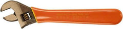 Ampco - 1-1/8" Jaw Capacity, 8" Insulated Adjustable Wrench - Steel, Plain Finish, 8-3/8" OAL - USA Tool & Supply