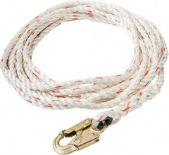 PRO-SAFE - 50' Long, 350 Lb Capacity, 1 Leg Locking Snap Hook Harness Lifeline - 5/8" Diam, Poly-Blend Rope, Locking Snap Hook Anchorage Connection - USA Tool & Supply
