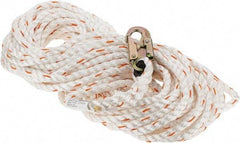 PRO-SAFE - 100' Long, 350 Lb Capacity, 1 Leg Locking Snap Hook Harness Lifeline - 5/8" Diam, Poly-Blend Rope, Locking Snap Hook Anchorage Connection - USA Tool & Supply