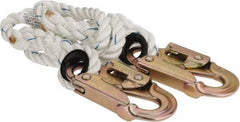 PRO-SAFE - 6' Long, 350 Lb Capacity, 1 Leg Locking Snap Hook Harness Lanyard - 1/2" Diam, Filament Nylon Rope, Locking Snap Hook Anchorage Connection - USA Tool & Supply