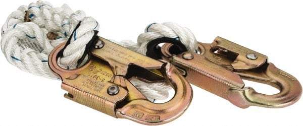 PRO-SAFE - 3' Long, 350 Lb Capacity, 1 Leg Locking Snap Hook Harness Lanyard - 1/2" Diam, Filament Nylon Rope, Locking Snap Hook Anchorage Connection - USA Tool & Supply