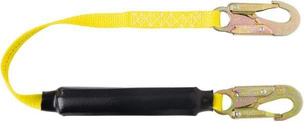 PRO-SAFE - 6' Long, 310 Lb Capacity, 1 Leg Locking Snap Hook Harness Shock Absorbing Lanyard - Polyester Webbing, Locking Snap Hook Anchorage Connection - USA Tool & Supply