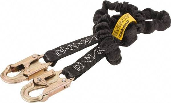 PRO-SAFE - 6' Long, 310 Lb Capacity, 1 Leg Locking Snap Hook Harness Shock Absorbing Lanyard - Polyester Webbing, Locking Snap Hook Anchorage Connection - USA Tool & Supply