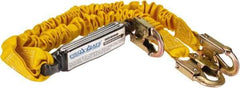 PRO-SAFE - 6' Long, 350 Lb Capacity, 2 Leg Locking Snap Hook Harness Shock Absorbing Lanyard - Polyester Webbing, Locking Snap Hook Anchorage Connection - USA Tool & Supply