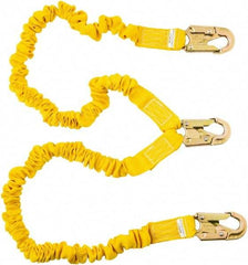 PRO-SAFE - 6' Long, 350 Lb Capacity, 2 Leg Locking Snap Hook Harness Shock Absorbing Lanyard - Polyester Webbing, Locking Snap Hook Anchorage Connection - USA Tool & Supply