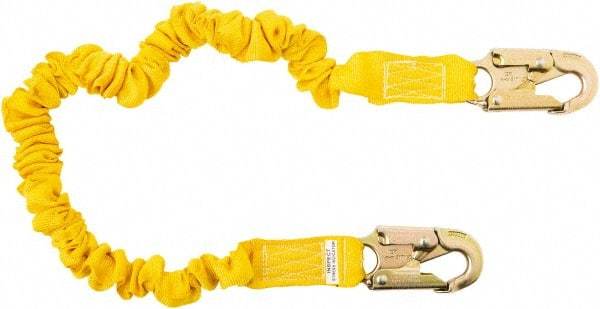 PRO-SAFE - 6' Long, 350 Lb Capacity, 1 Leg Locking Snap Hook Harness Shock Absorbing Lanyard - Polyester Webbing, Locking Snap Hook Anchorage Connection - USA Tool & Supply