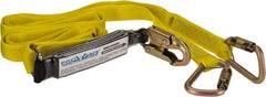 PRO-SAFE - 6' Long, 350 Lb Capacity, 2 Leg Locking Snap Hook Harness Shock Absorbing Lanyard - Polyester Webbing, Locking Snap Hook Anchorage Connection - USA Tool & Supply