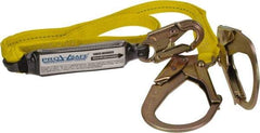 PRO-SAFE - 6' Long, 350 Lb Capacity, 2 Leg Locking Snap Hook Harness Shock Absorbing Lanyard - Polyester Webbing, Locking Rebar Snap Hook Anchorage Connection - USA Tool & Supply
