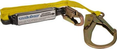 PRO-SAFE - 6' Long, 350 Lb Capacity, 1 Leg Locking Snap Hook Harness Shock Absorbing Lanyard - Polyester Webbing, Locking Rebar Snap Hook Anchorage Connection - USA Tool & Supply