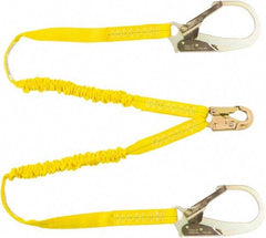 PRO-SAFE - 6' Long, 350 Lb Capacity, 2 Leg Locking Snap Hook Harness Shock Absorbing Lanyard - Polyester Webbing, Locking Rebar Snap Hook Anchorage Connection - USA Tool & Supply