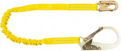 PRO-SAFE - 6' Long, 350 Lb Capacity, 1 Leg Locking Snap Hook Harness Shock Absorbing Lanyard - Polyester Webbing, Locking Rebar Snap Hook Anchorage Connection - USA Tool & Supply